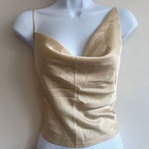 Abercrombie & Fitch Asymmetrical Satin Cowl Neck Cami Top Sz Small 90s EUC